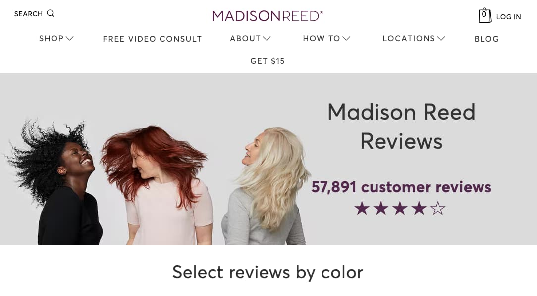 testimonial page examples - Madison Reed
