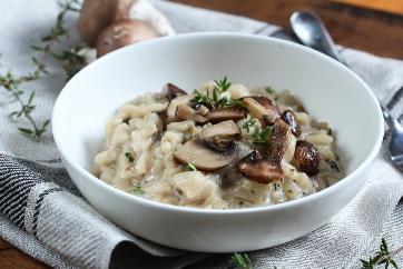 a bowl of mushroom risotto