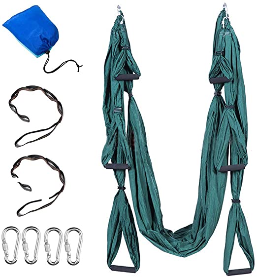 Yoga Swing Decompression Hammock Ultra Strong Antigravity Yoga Hammock/Inversion/Trapeze/Sling Exercises Equipment - Two Extender Hanging Straps with a Carrying Bag yoga trapeze