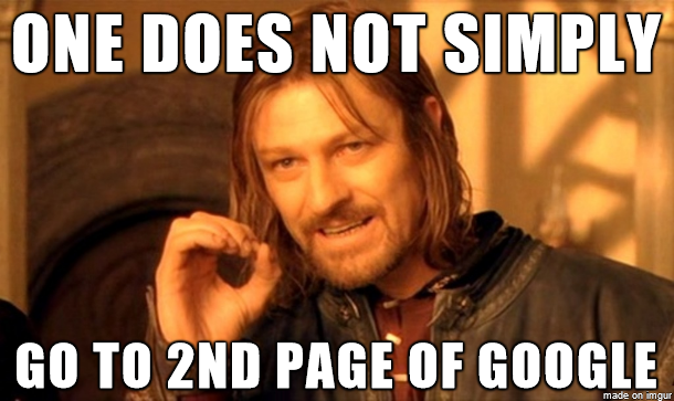 Second page of google results meme with Boromir.