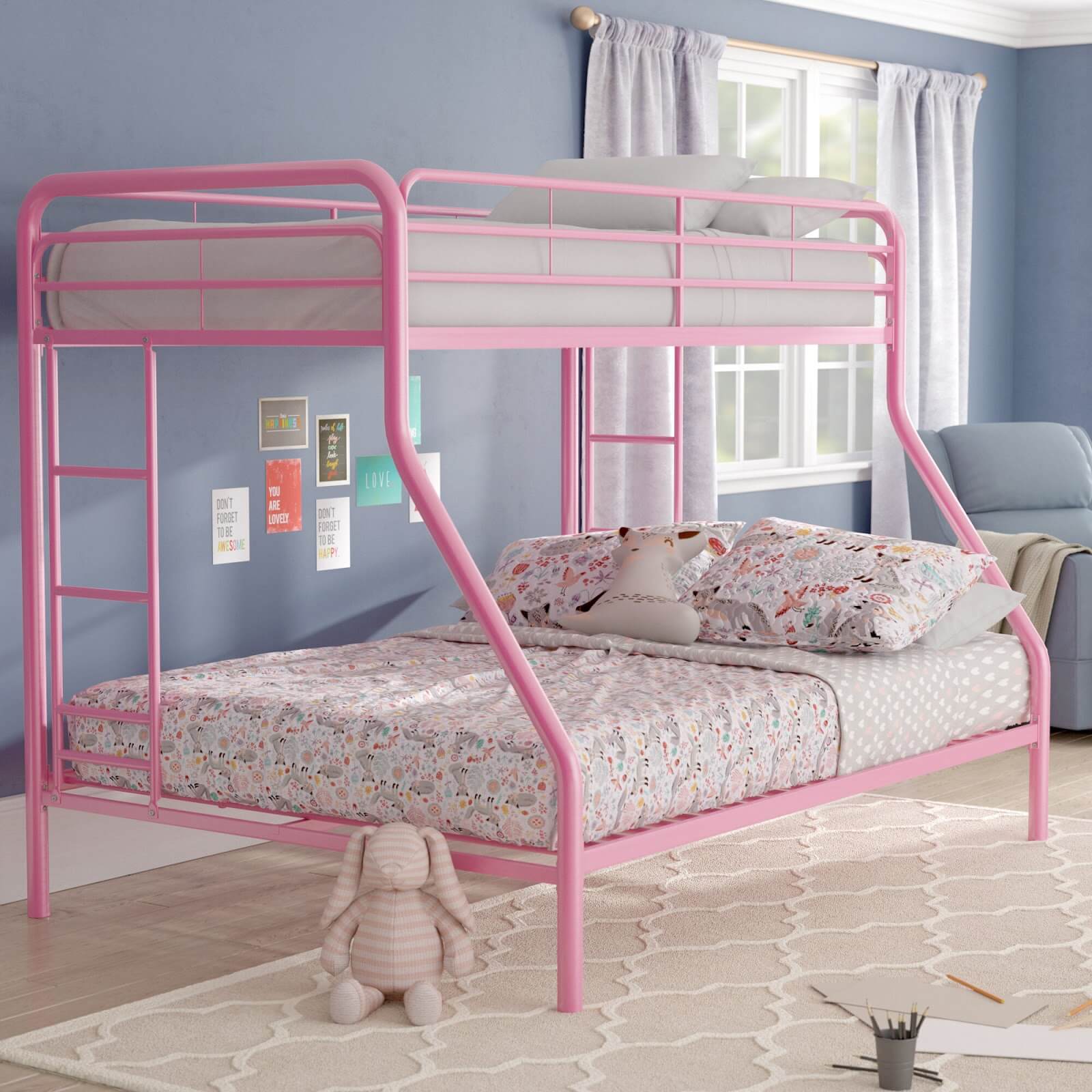 Mẫu giường sắt sơn hồng dành cho bé gái