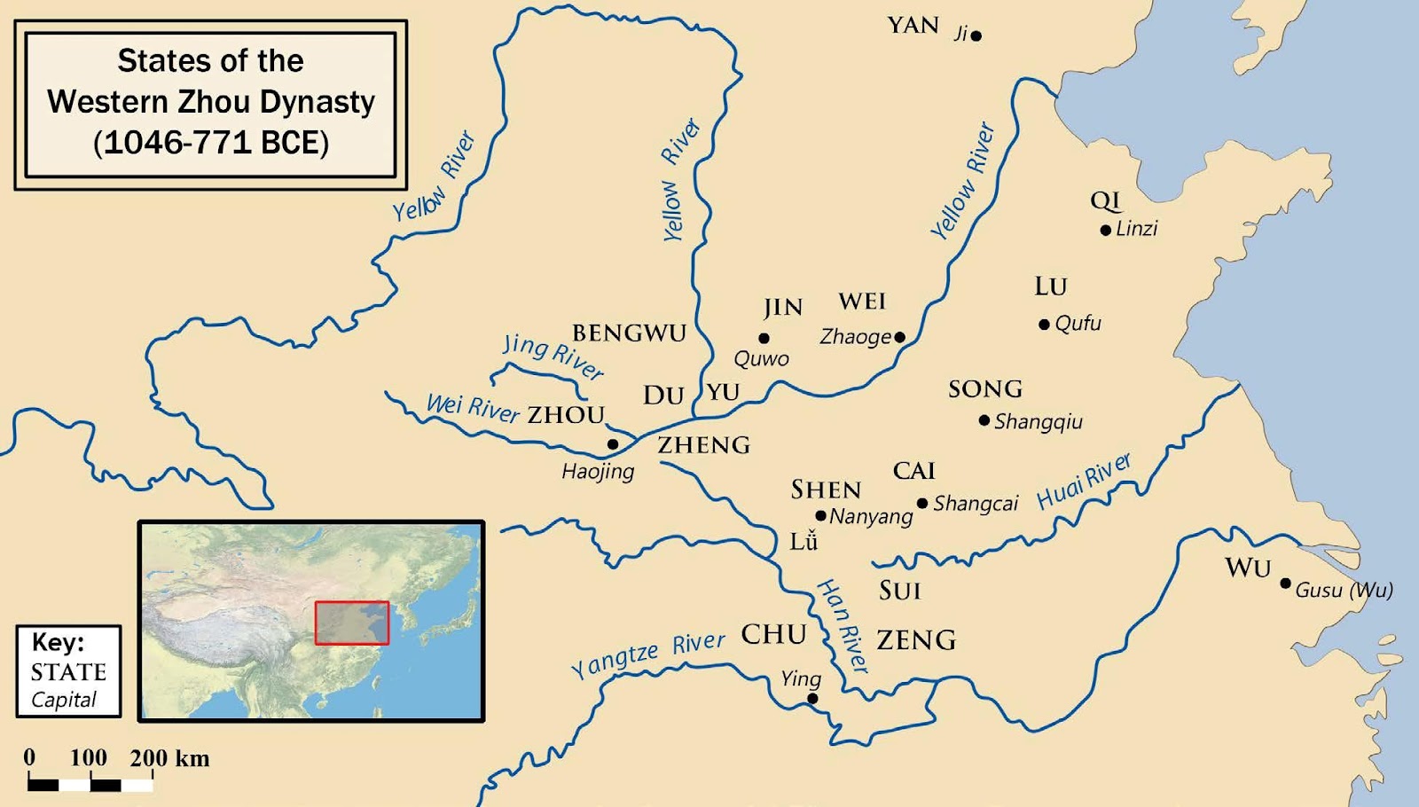 Map of The Western Zhou Dynasty