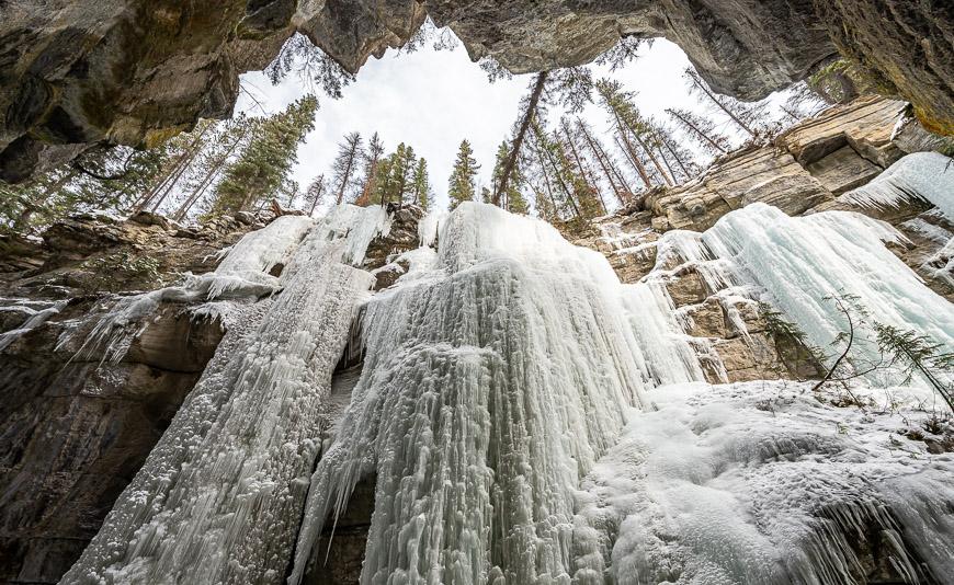Incredible views from inside Maligne Canyon in winter
