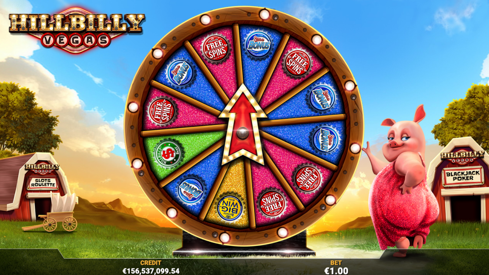 Mode bonus Wheel de HillBilly Vegas, le casino slot