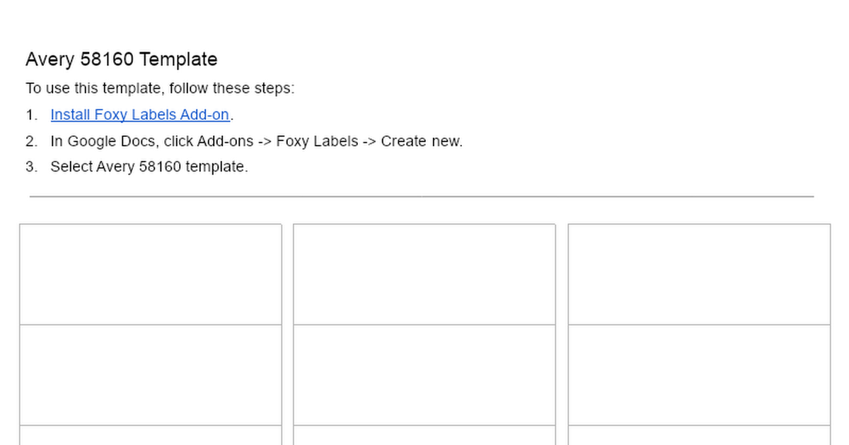 Template Compatible With Avery 58160 Made By FoxyLabels Google Docs