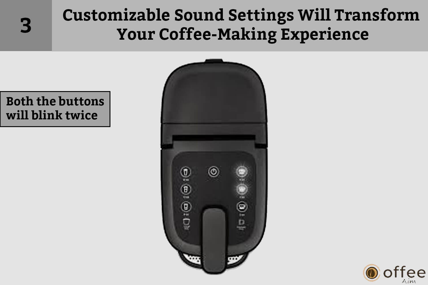 
This image illustrates that both buttons will blink twice as part of the customizable sound settings, enhancing your coffee-making experience when connecting the Nespresso Vertuo Creatista machine.