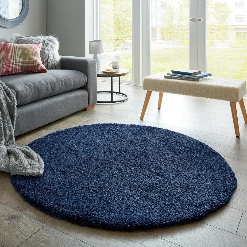 45.00 for Cosy teddy round rug navy | deal-direct.co.uk