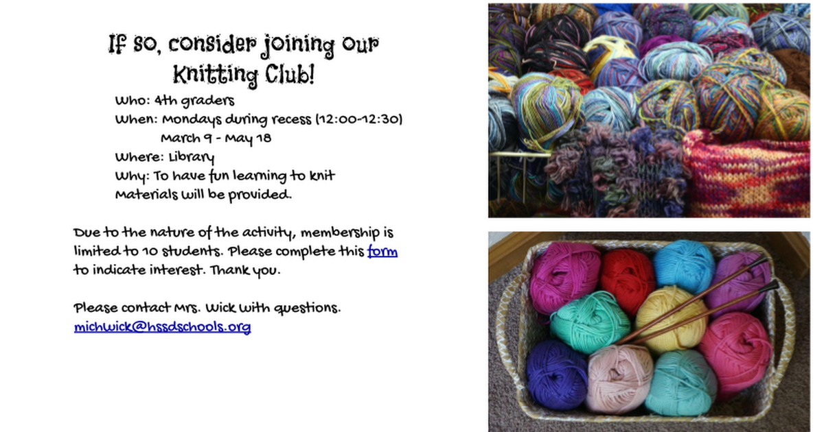 Meadowbrook Knitting Club