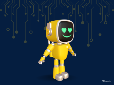 3D robot character modeled with Blender
