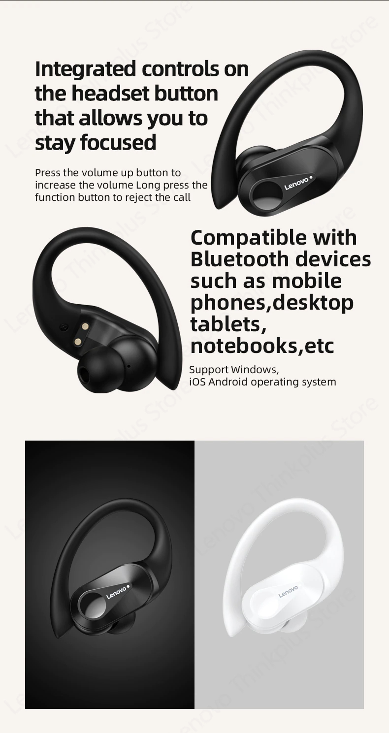 Auriculares Lenovo LP75 Sports Bluetooth, Mercachip, Correos Market
