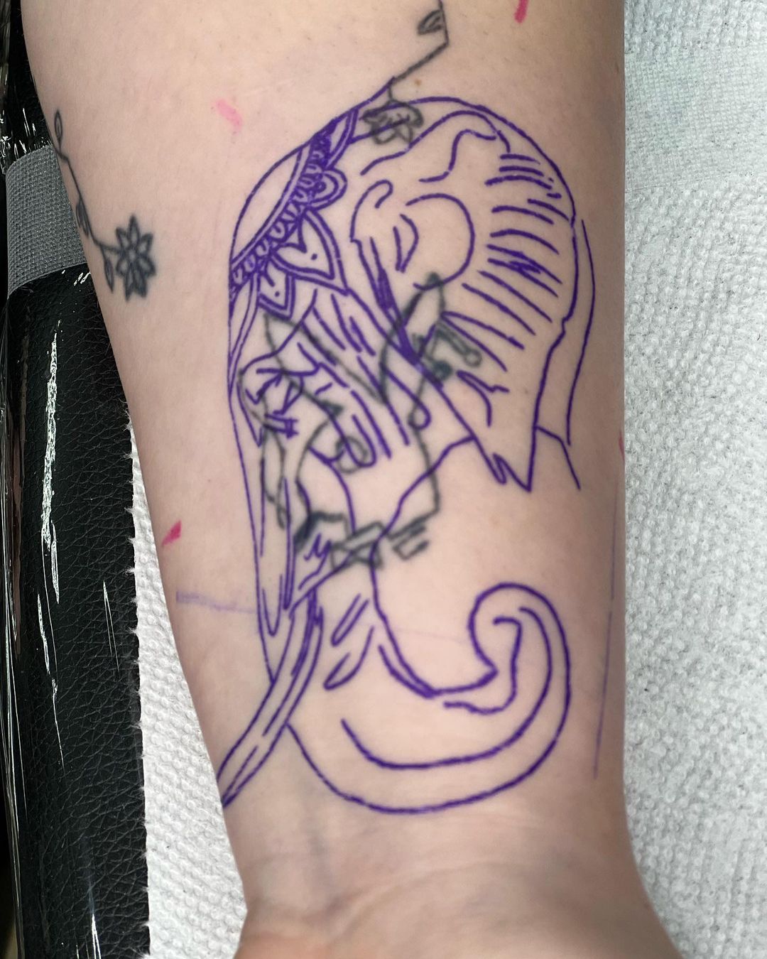 Blue Ink Elephant Tattoo