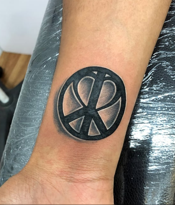 Black Inked 3d Peace Tattoo