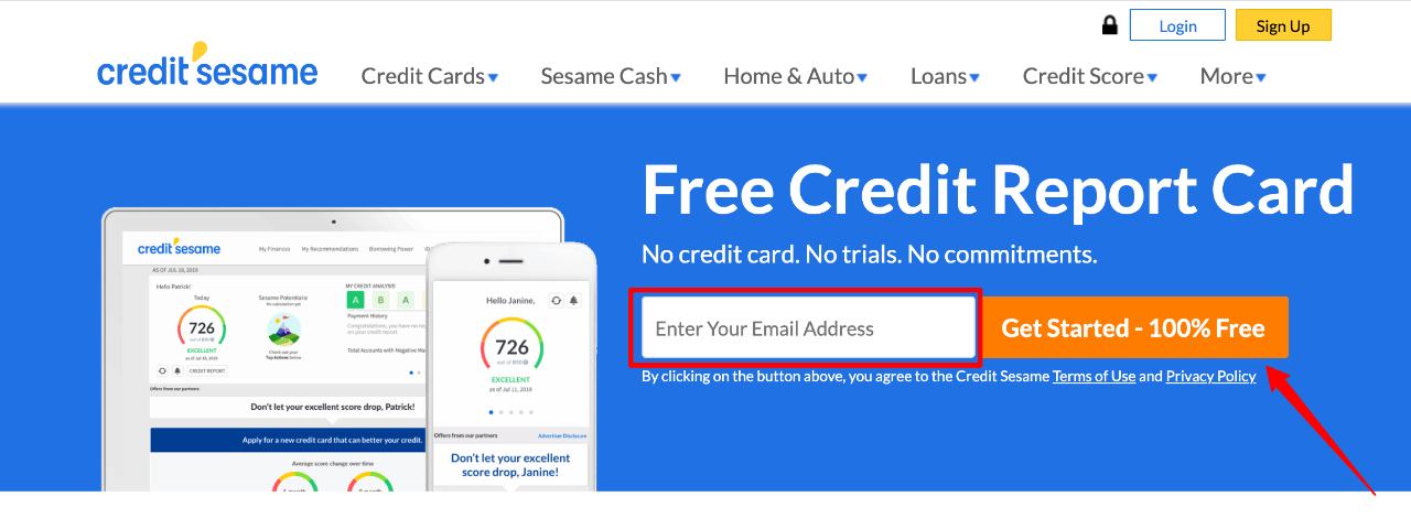 Sesame Free Credit Report Card
