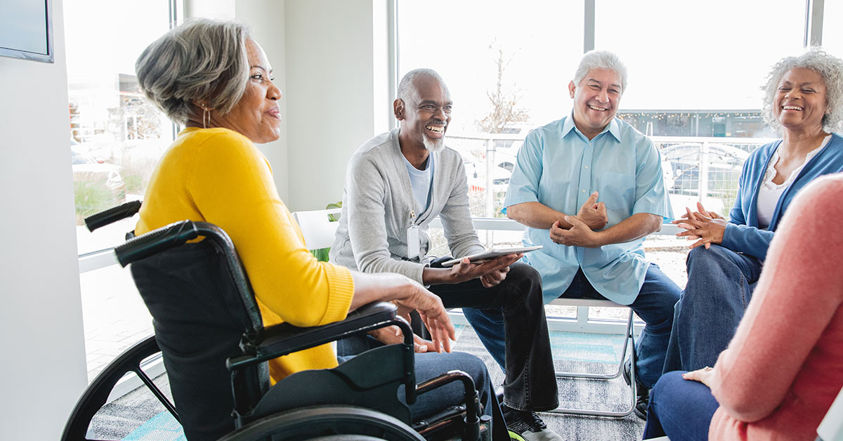 Senior woman using wheelchair