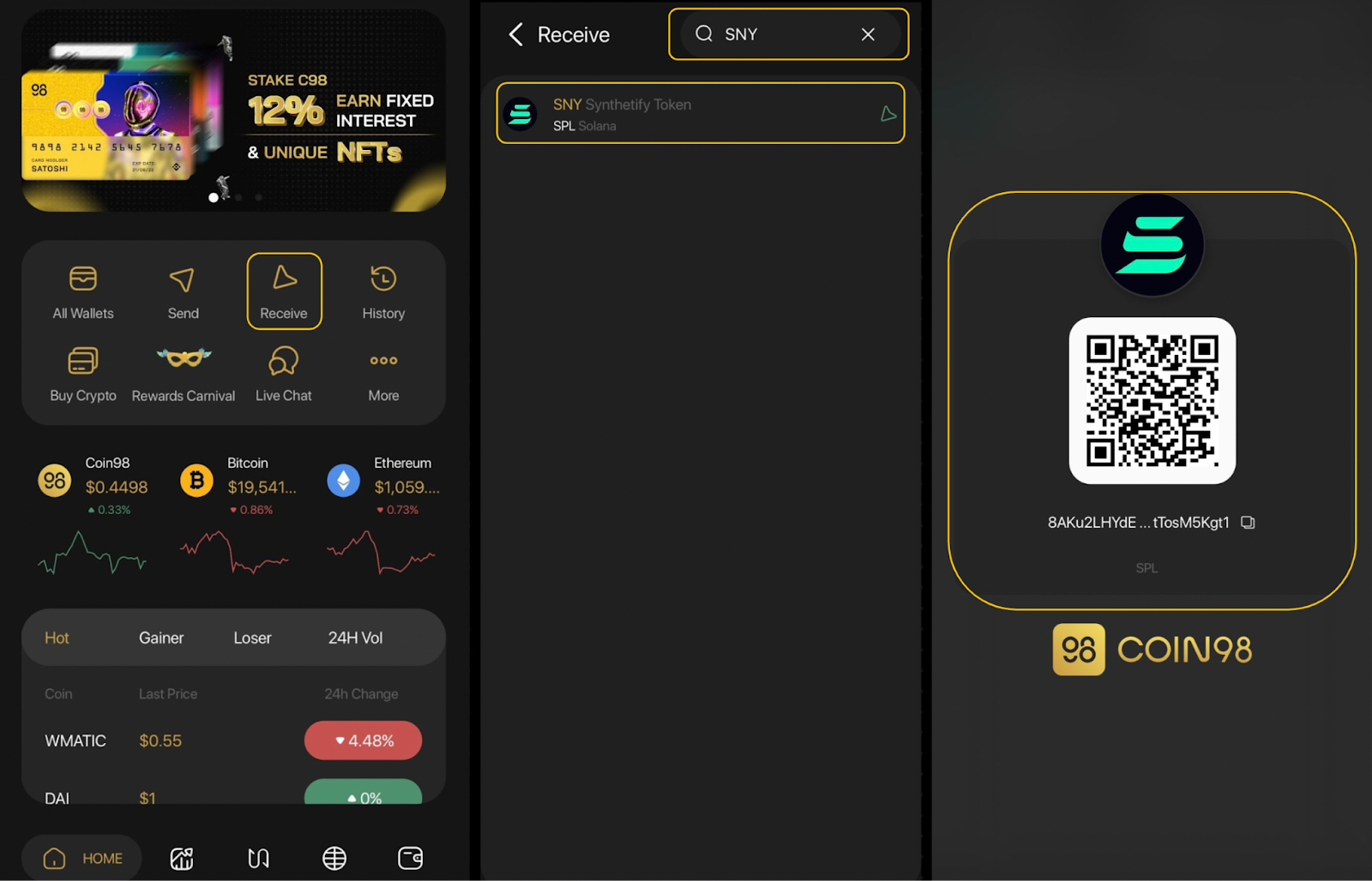 store sny token