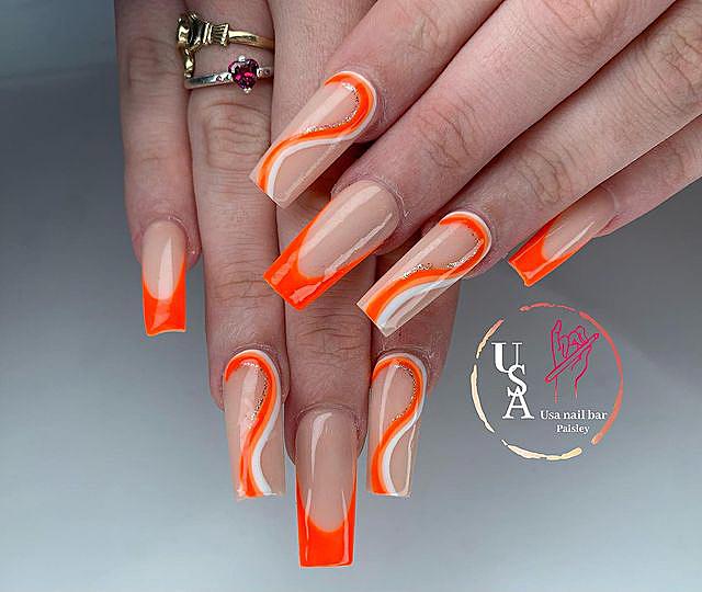 Orange Winter Nail Design
