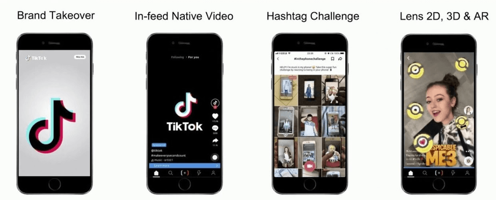 image showing different ad categories for tiktok advertising