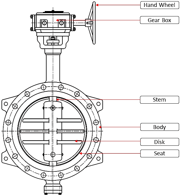 Diagram of concentric butterfly valve