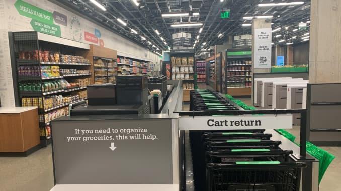 The "just walk in, just walk out" technology builds on what Amazon has learned with its smaller Go stores.