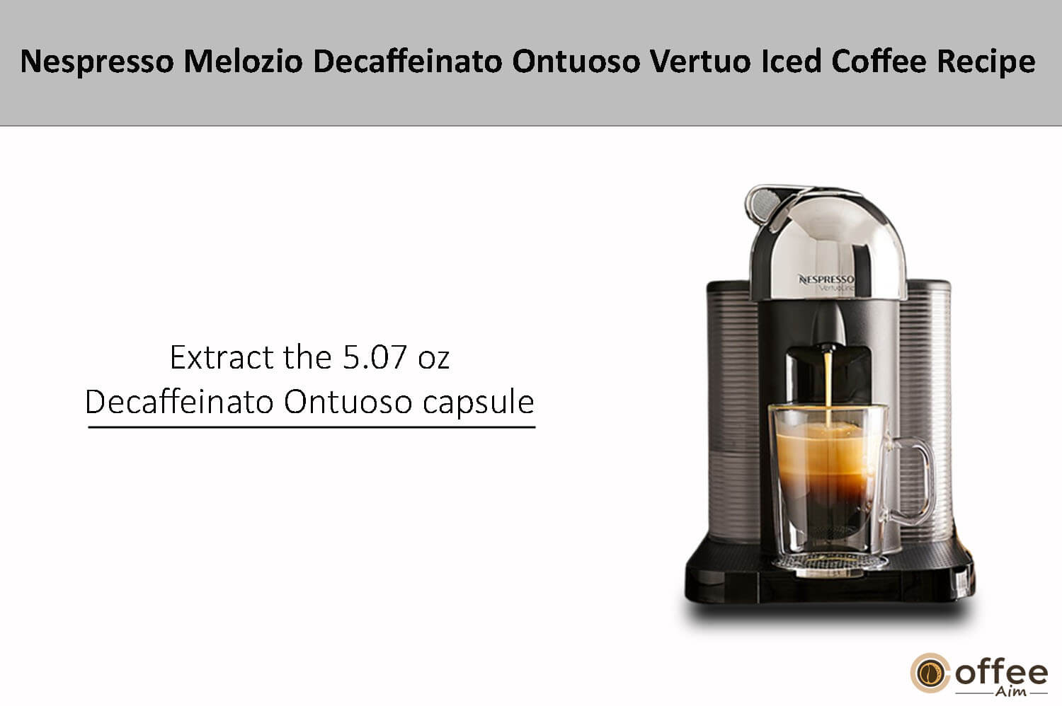 In this image i explain extract the 5.07 oz decaffeinato ontuoso capsule with your Nespresso VertuoLine machine in the coffee mug.