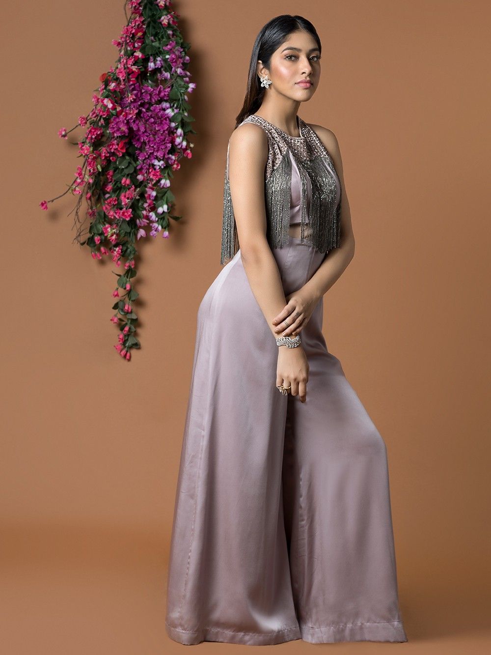 the loom - Brown Satin Jumpsuit