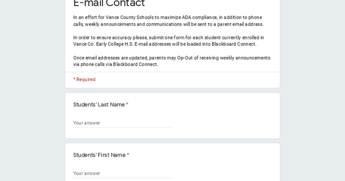 E-mail Contact