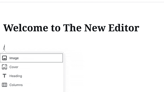 Adicionando um bloco de imagem para fazer upload de uma nova imagem no WordPress