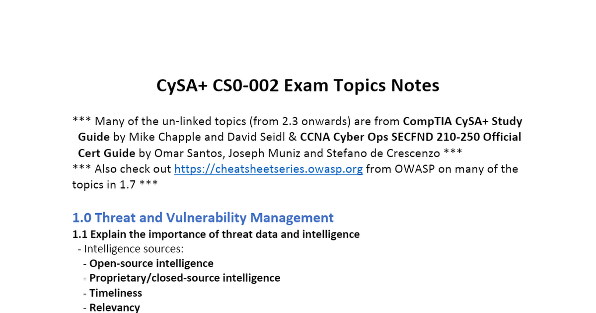 CySA_CS0-002_Exam_Useful_Links.docx - Google Drive