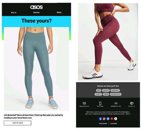 An abandoned cart email example by asos