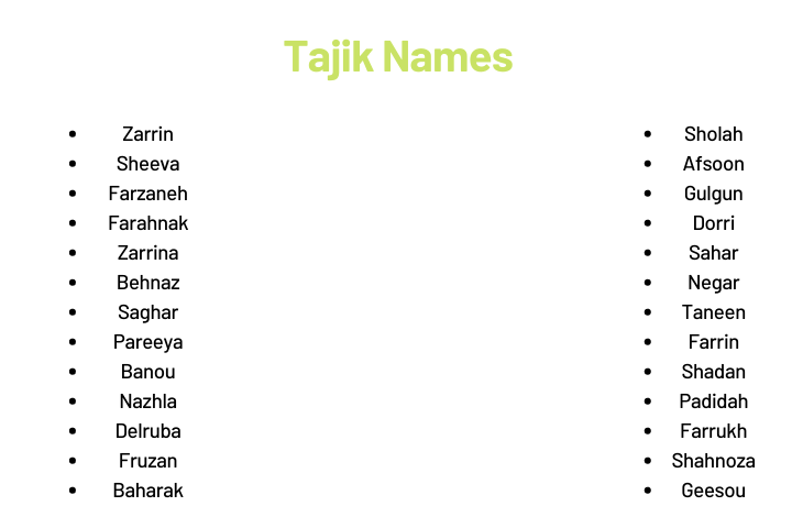 Tajik Names