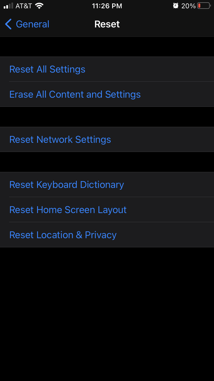 Resetting Network Settings can fix a personal hotspot not working