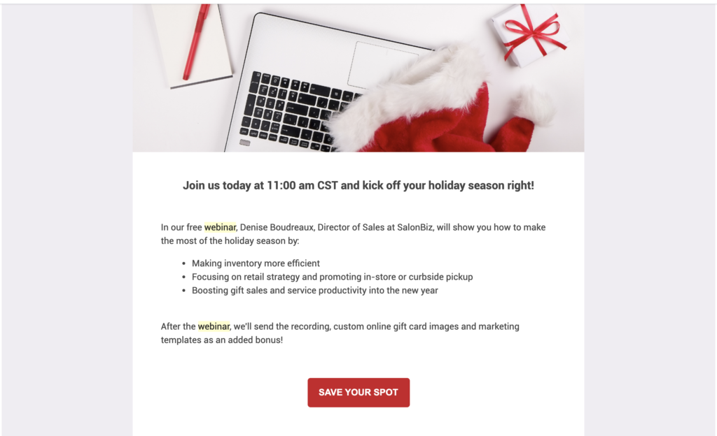 webinar email example