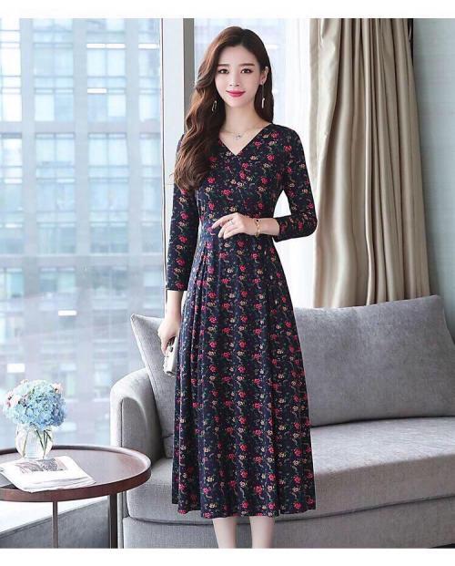 Đầm thun maxi hoa cao cấp HN496