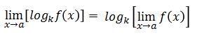Fórmula de la propiedad de una función logarítmica de los límites