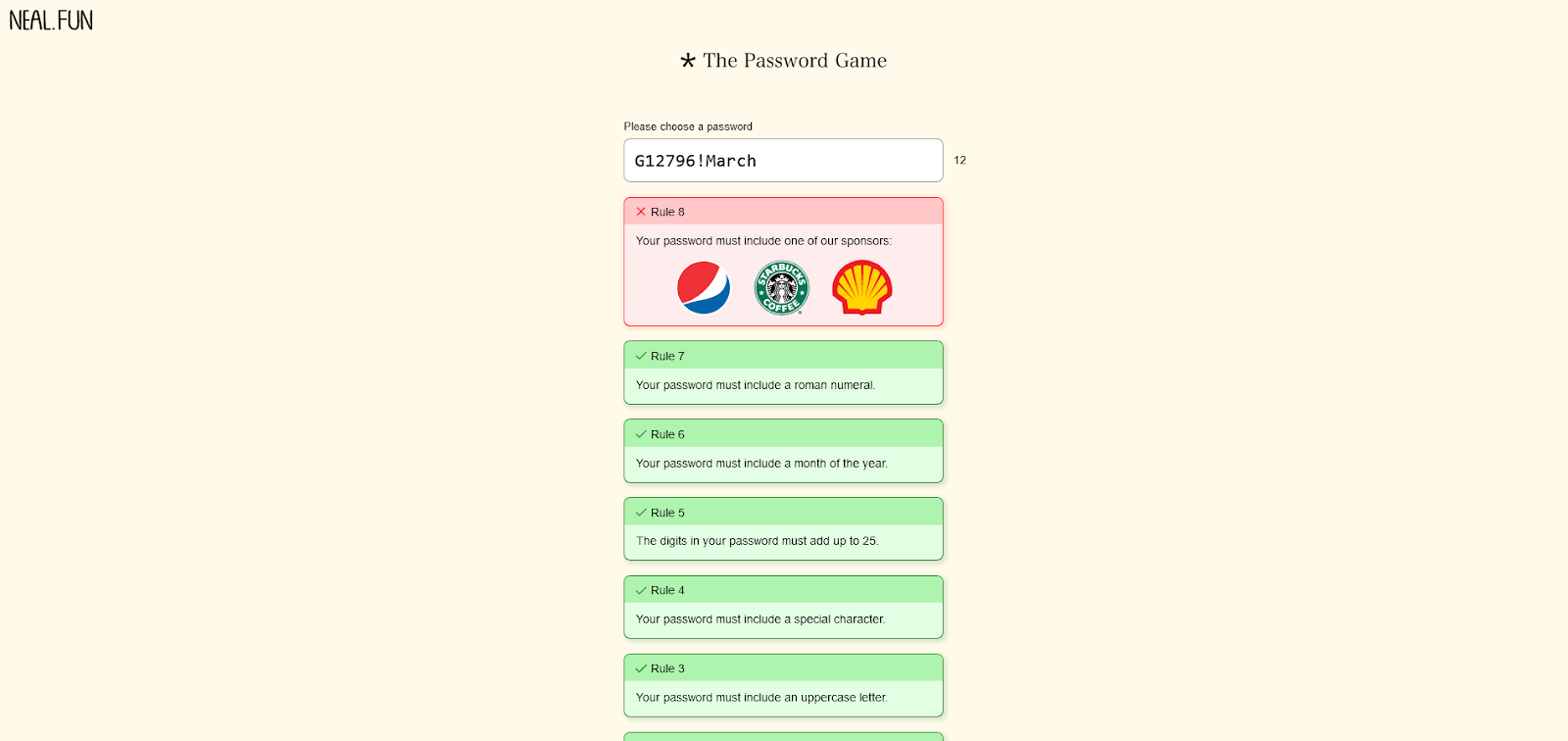 the password game rule 8