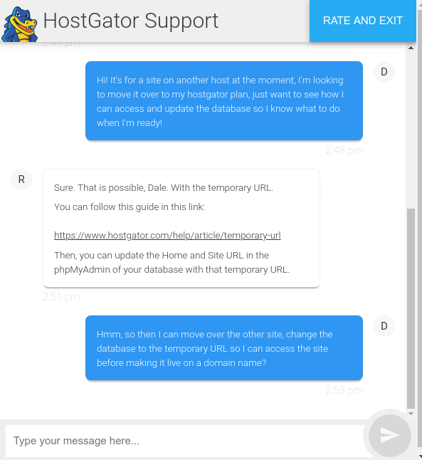 hostgator hosting support