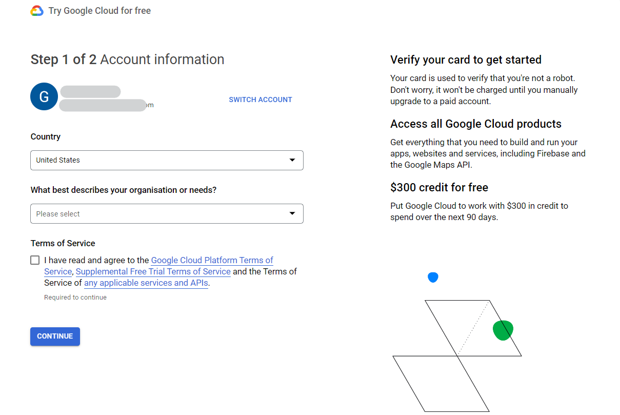 Signing up on Google Cloud Platform 