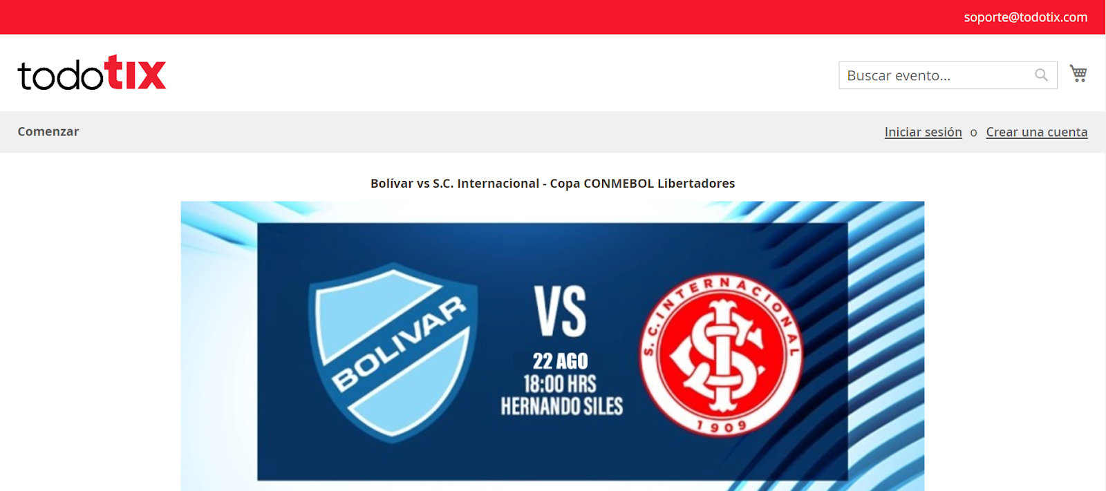 Serviço de jogo: Internacional x Bolívar-BOL – Quartas de final/CONMEBOL  Libertadores