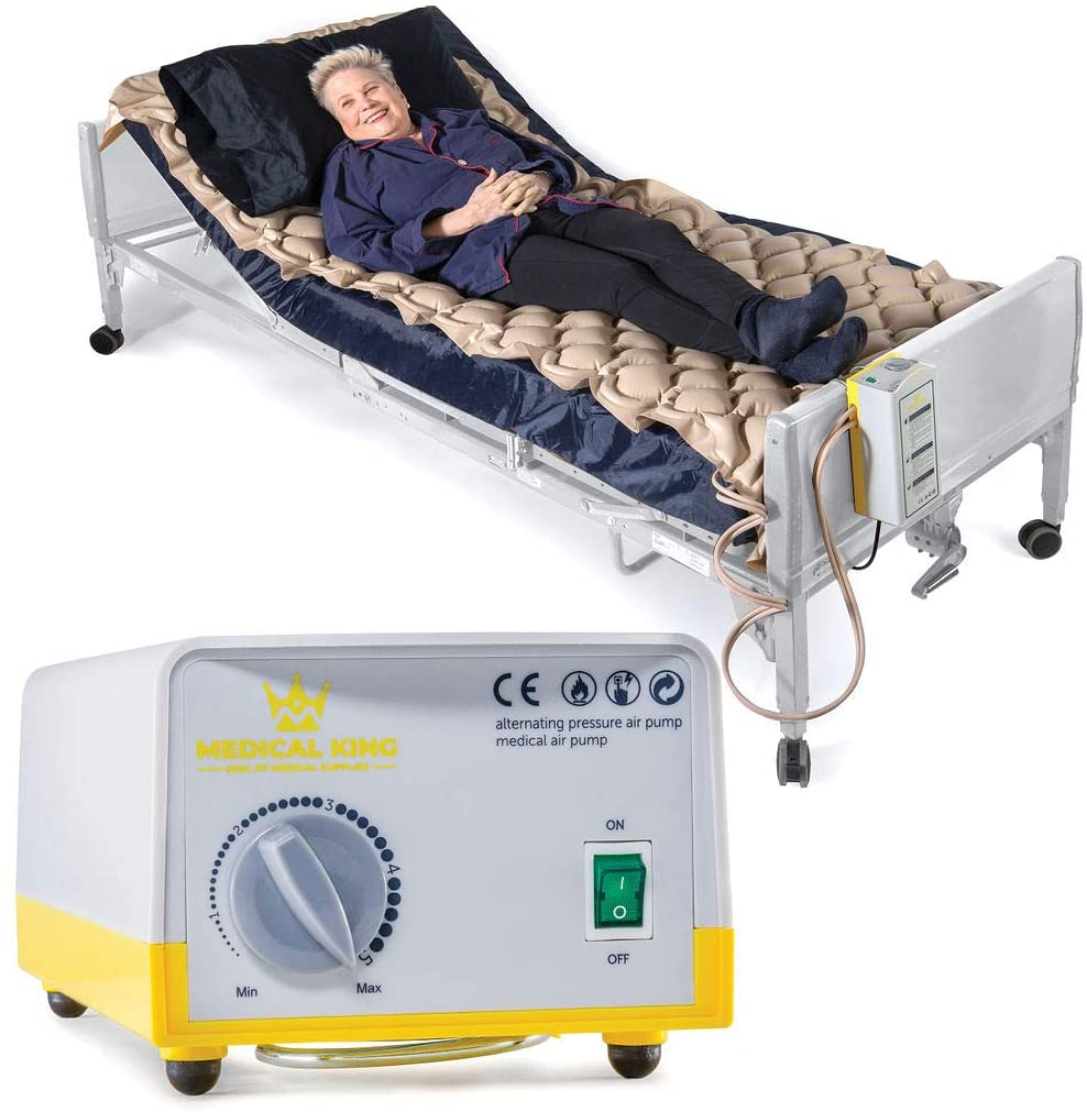 Medical King air mattress for patients with bedsores or skin ulcers.