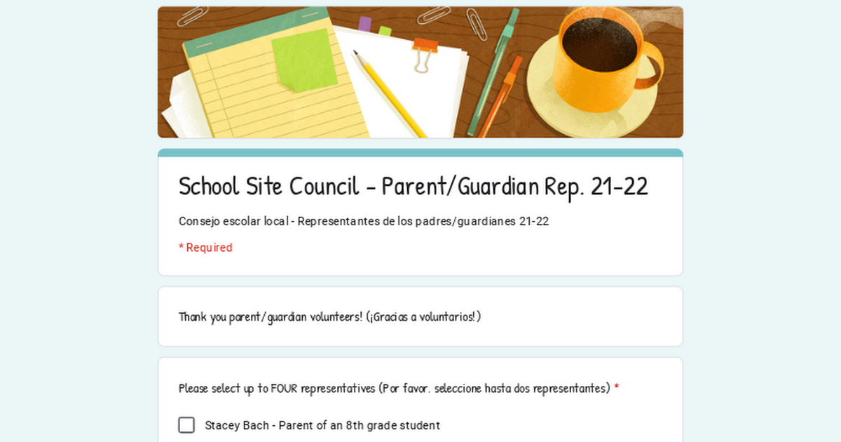 School Site Council - Parent/Guardian Rep. 21-22