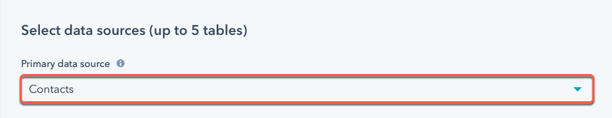 selecting data sources in hubspot