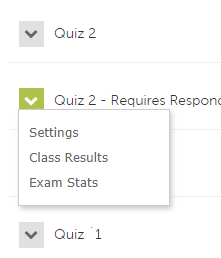 Quiz Settings Dropdown