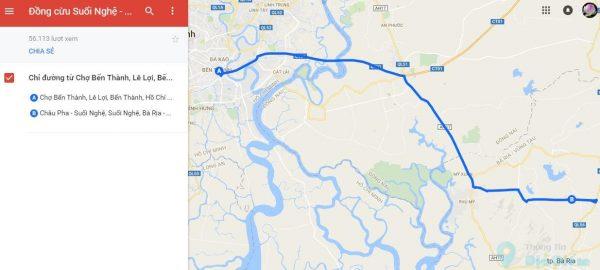 Bản đồ từ TP HCM đến đồi cừu Suối Nghệ