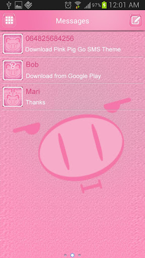 Pink Pig Go SMS Pro Theme apk