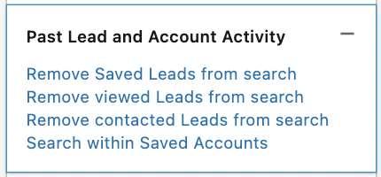 filtre past lead and account activity 
