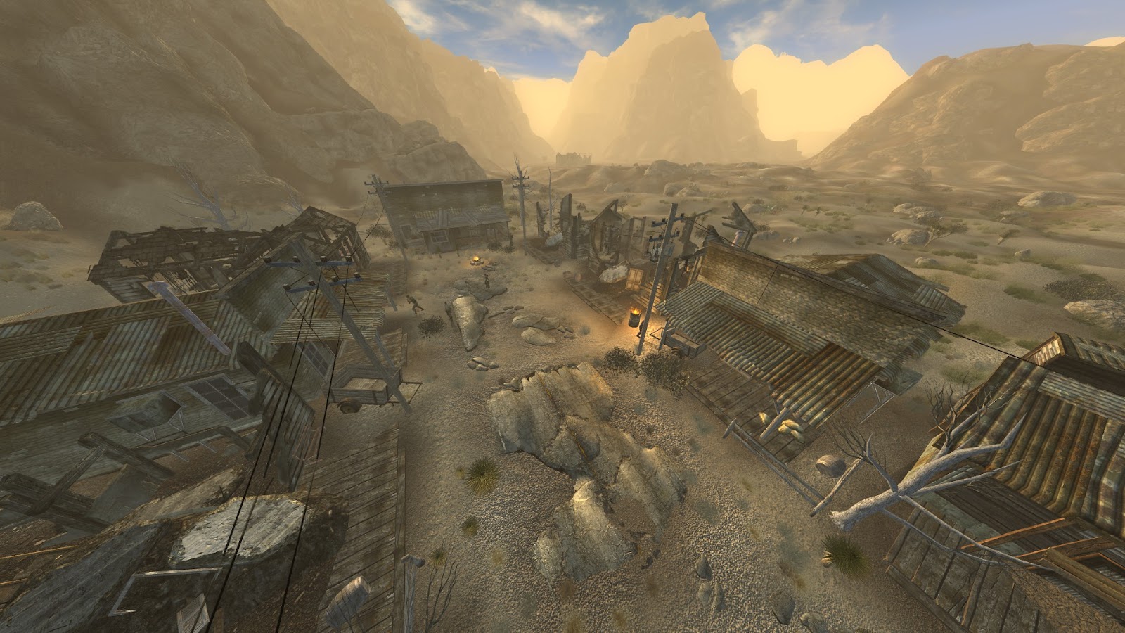 Overview of the camp from an elevated view | Fallout: New Vegas