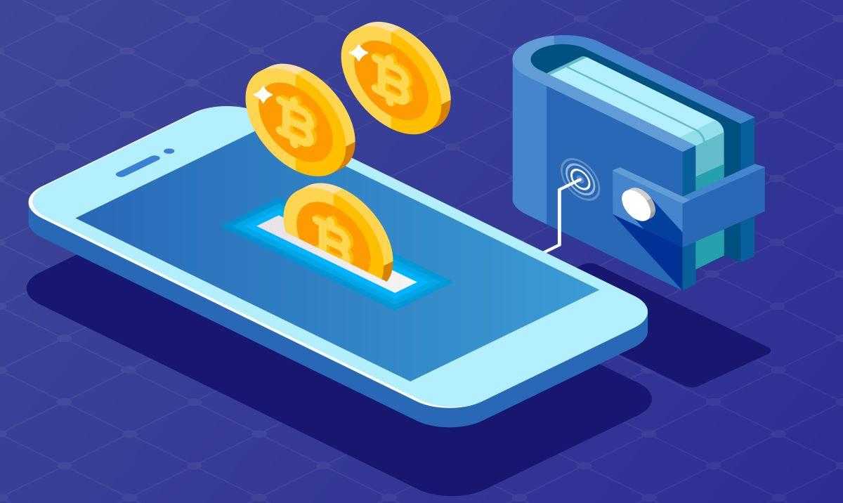 A phone and a connected digital wallet send crypto assets to each other via a Web3 API.