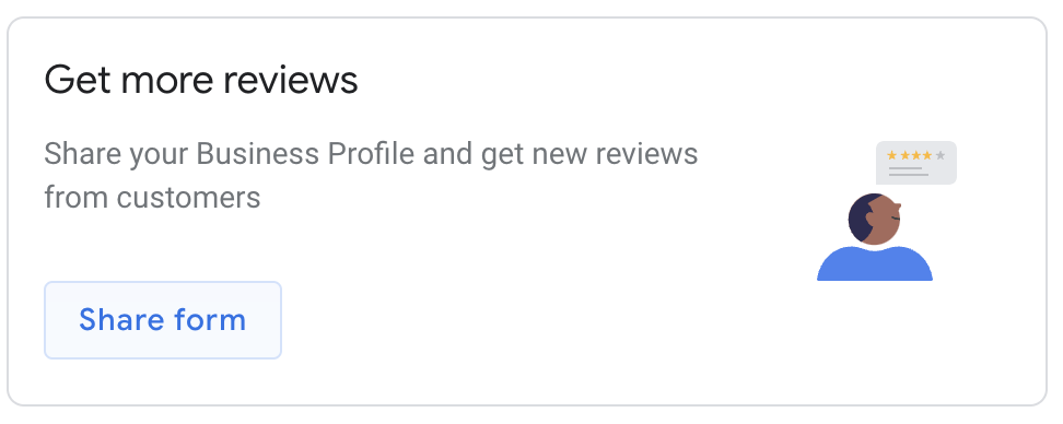 Image of Share form to get more google reviews and access your google review link