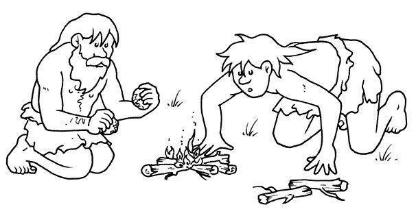 Resultado de imagen de dibujo hombre prehistorico y el fuego