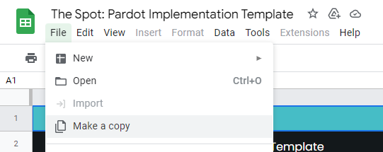 make a copy of pardot implementation template